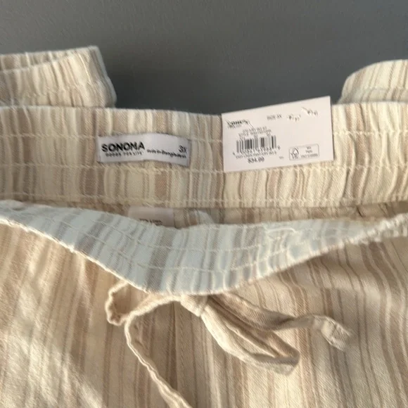 Sonoma Beige Striped pants 3X - Picture 2 of 5
